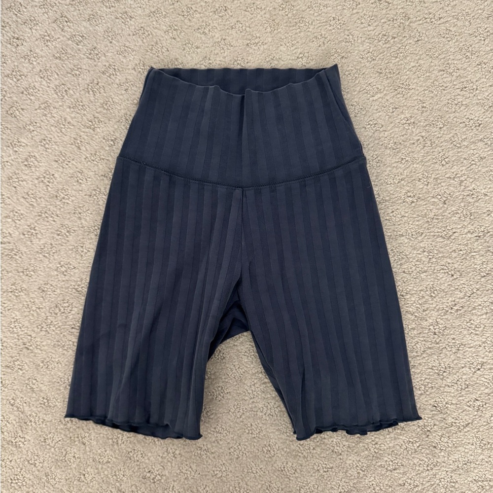 Offline by Aerie Hi-Rise Ribbed 7" Biker Shorts Blue Size XS